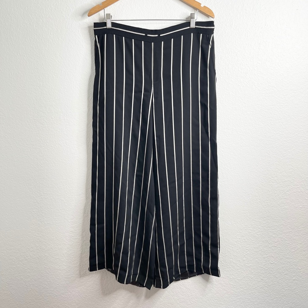 Lauren Ralph Lauren Women's‎ Black White Pinstripe Wide Leg Pants Size 12
